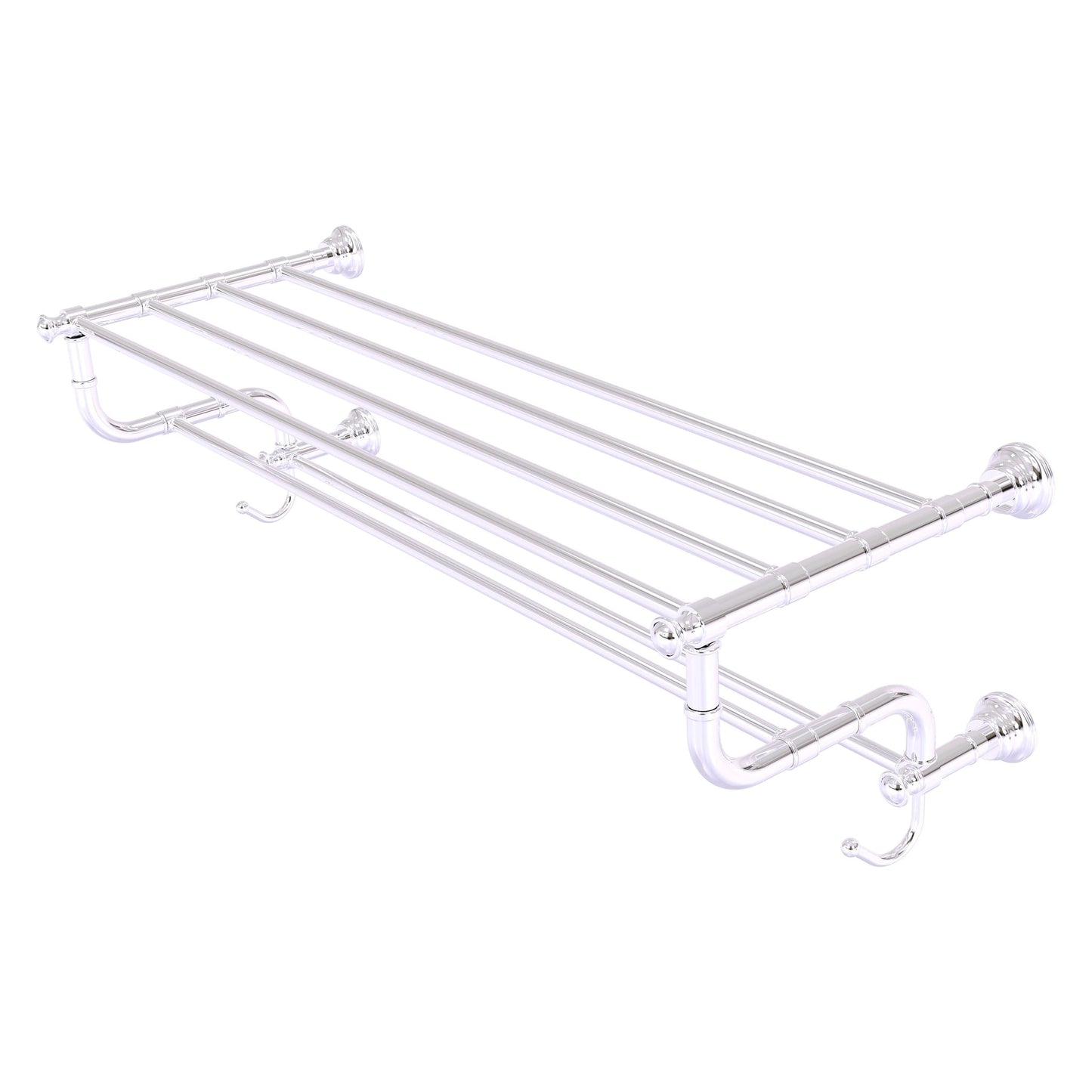 Allied Brass Carolina 38" x 12.5" Polished Chrome Solid Brass Towel Shelf With Double Towel Bar