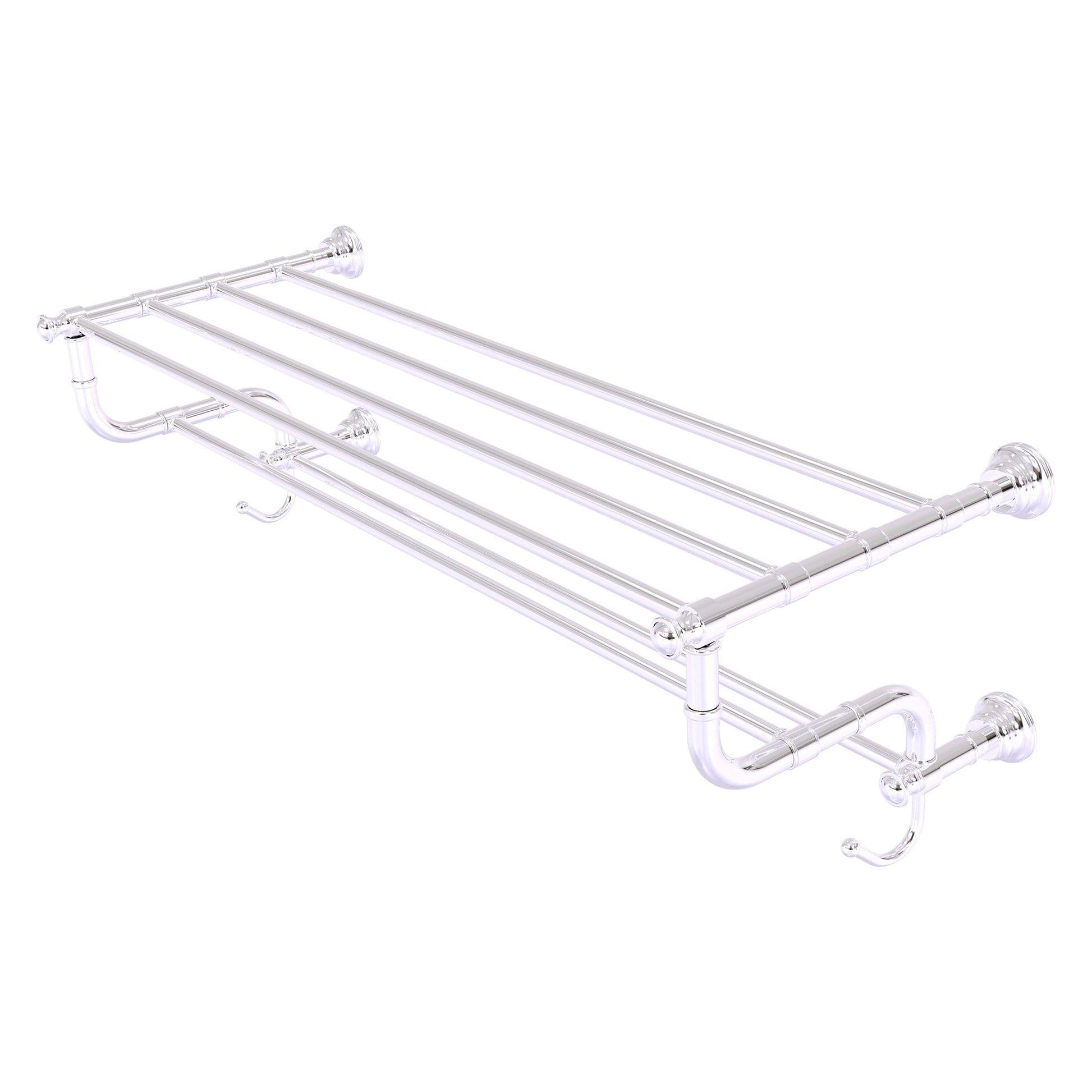 Allied Brass Carolina 38" x 12.5" Polished Chrome Solid Brass Towel Shelf With Double Towel Bar