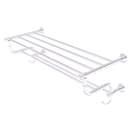 Allied Brass Carolina 38" x 12.5" Polished Chrome Solid Brass Towel Shelf With Double Towel Bar
