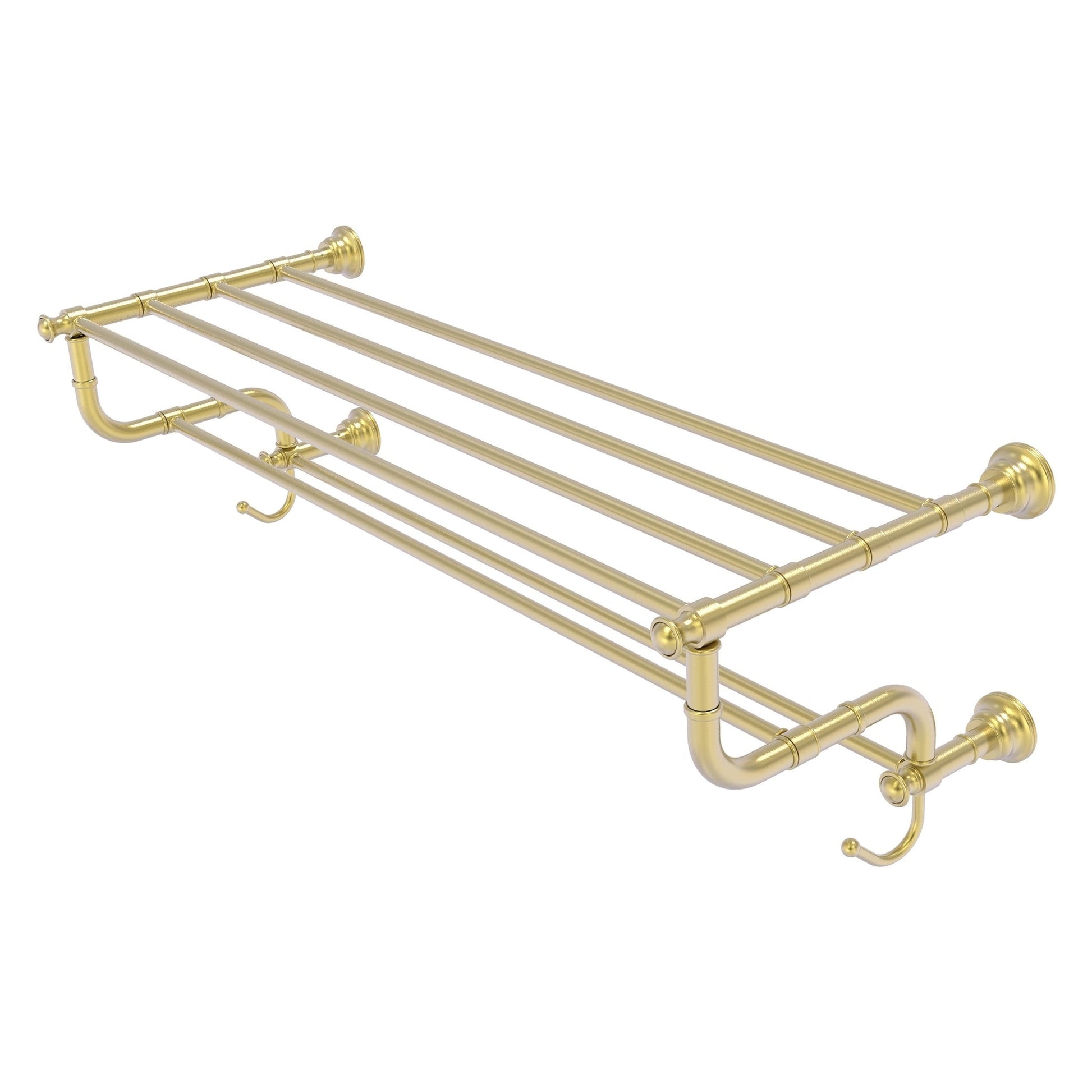 Allied Brass Carolina 38" x 12.5" Satin Brass Solid Brass Towel Shelf With Double Towel Bar