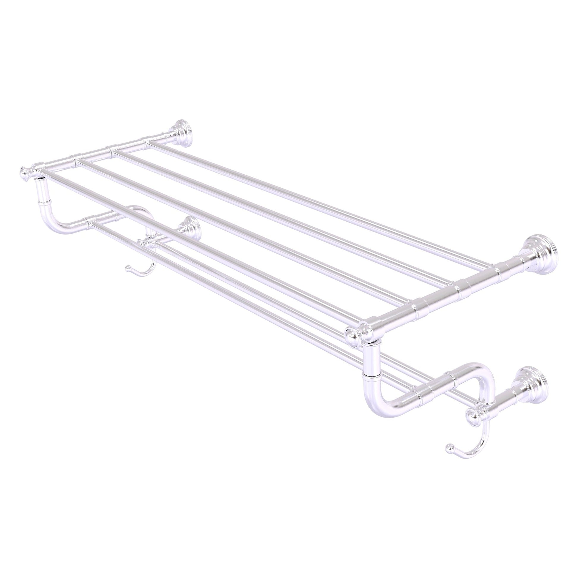 Allied Brass Carolina 38" x 12.5" Satin Chrome Solid Brass Towel Shelf With Double Towel Bar