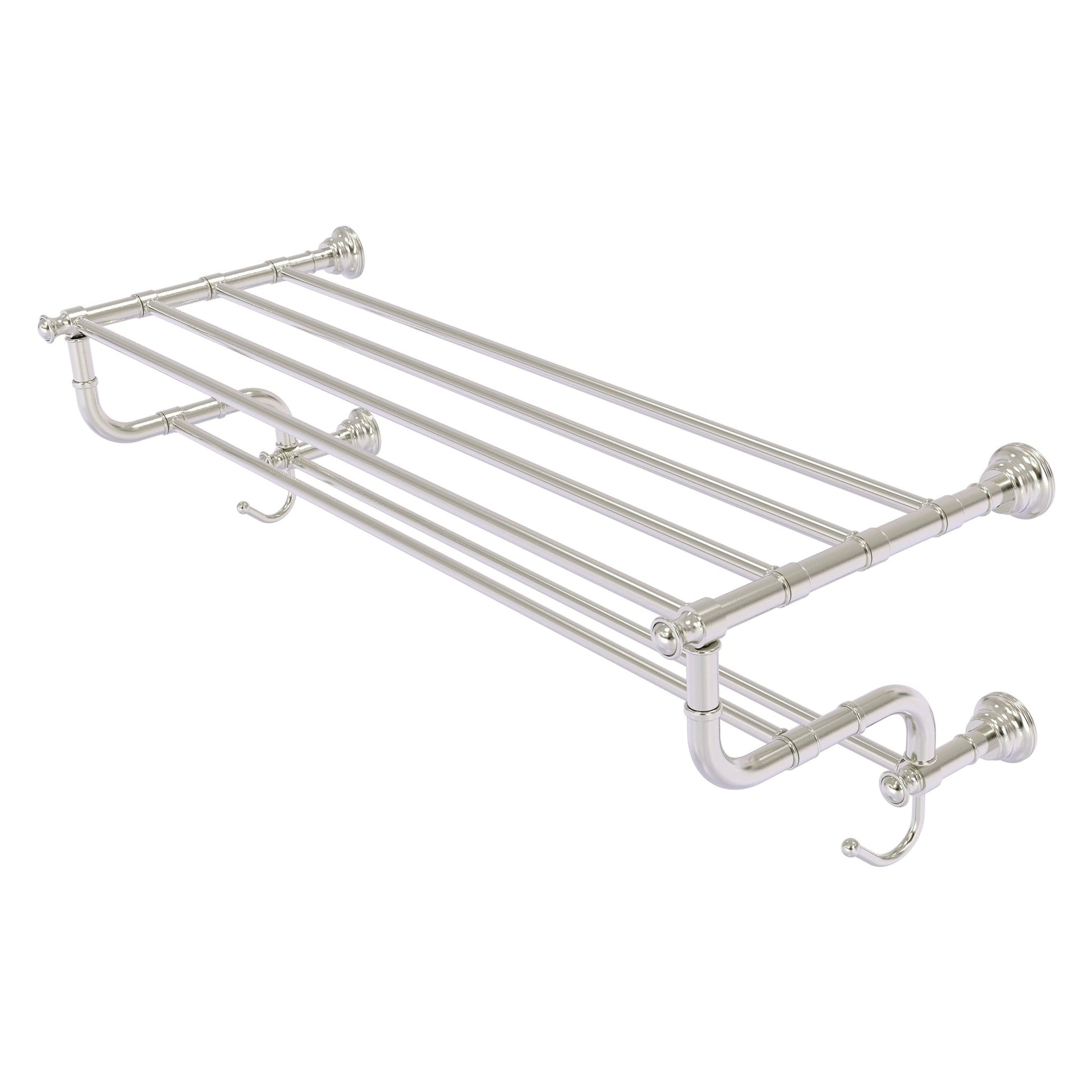 Allied Brass Carolina 38" x 12.5" Satin Nickel Solid Brass Towel Shelf With Double Towel Bar