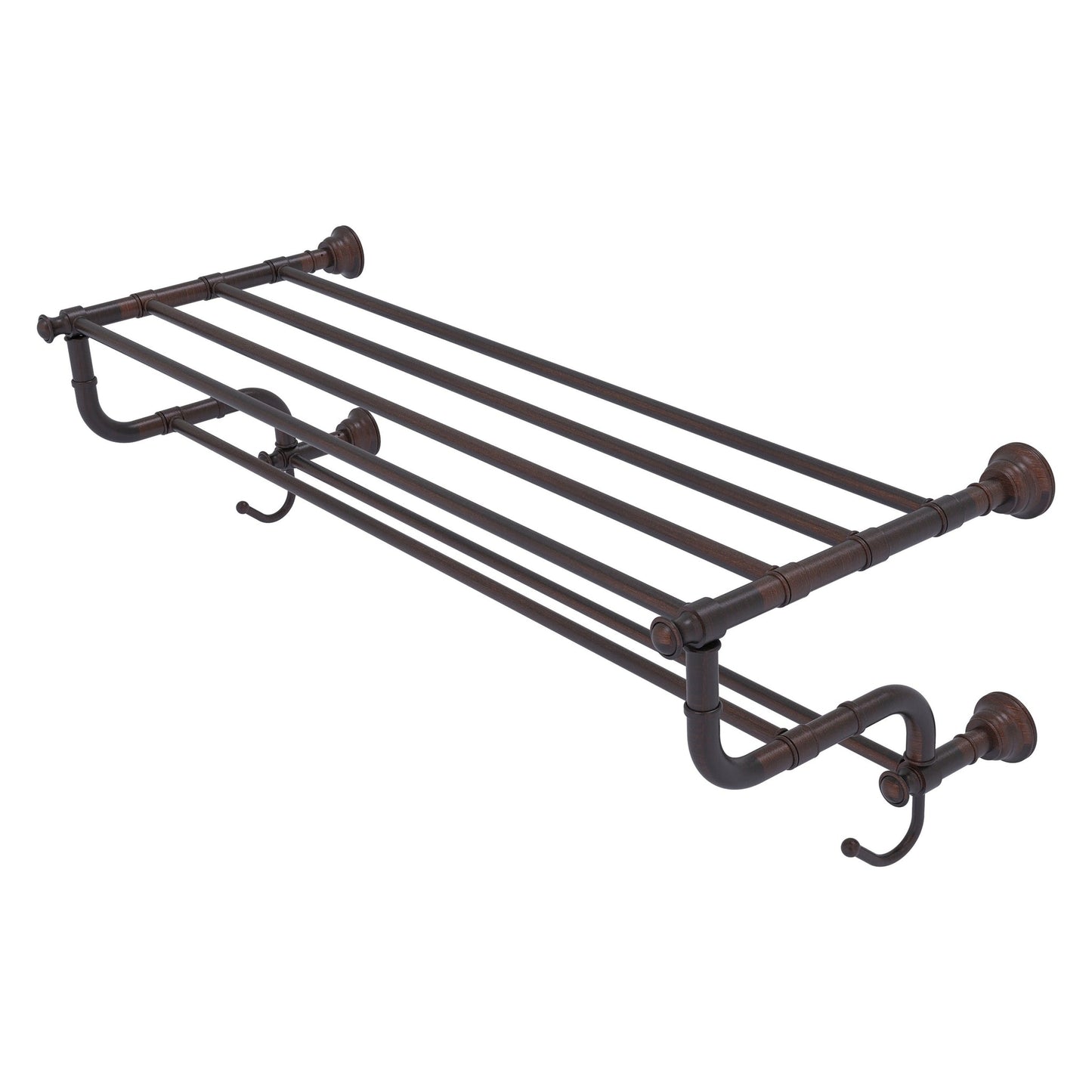 Allied Brass Carolina 38" x 12.5" Venetian Bronze Solid Brass Towel Shelf With Double Towel Bar