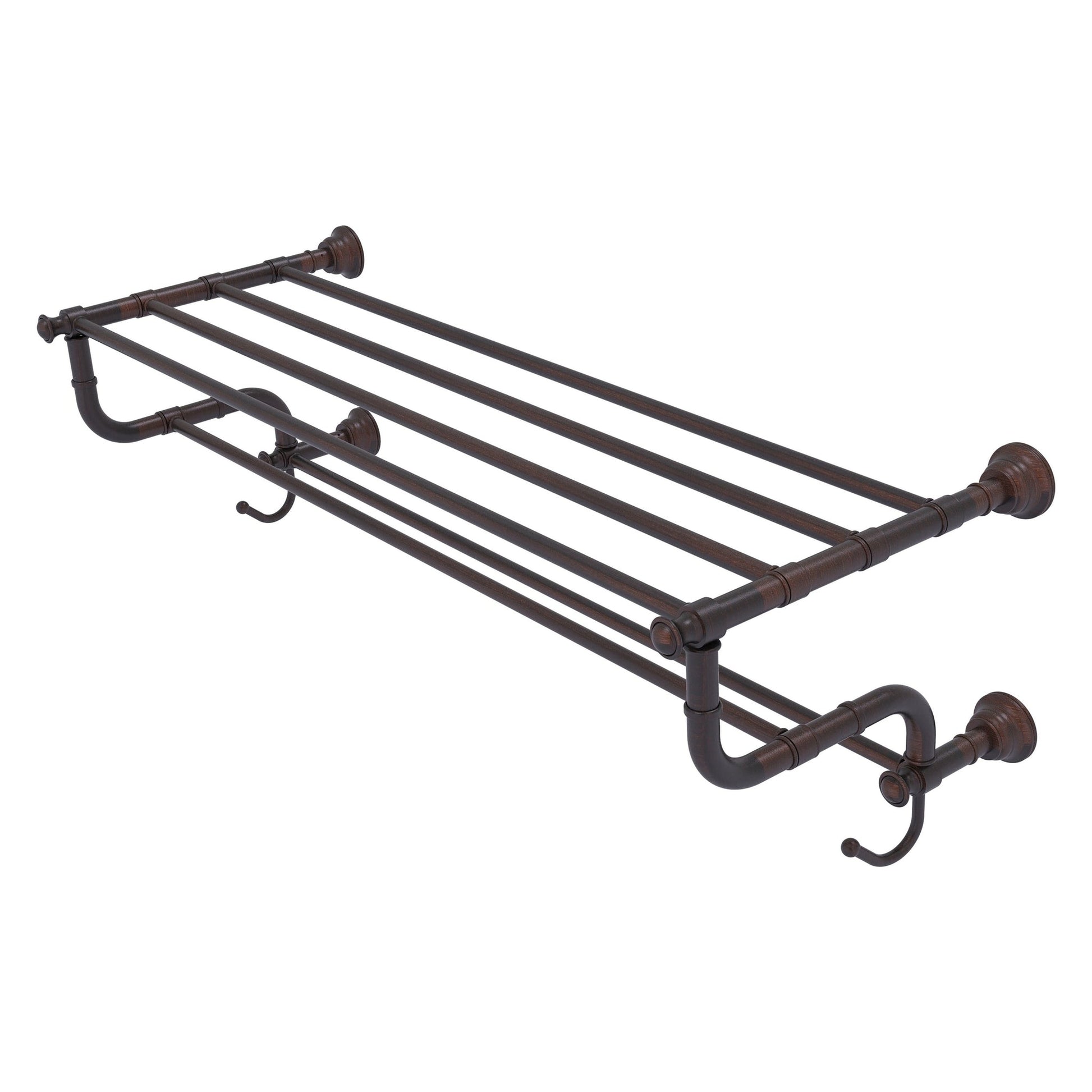 Allied Brass Carolina 38" x 12.5" Venetian Bronze Solid Brass Towel Shelf With Double Towel Bar
