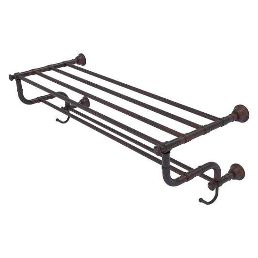 Allied Brass Carolina 38" x 12.5" Venetian Bronze Solid Brass Towel Shelf With Double Towel Bar