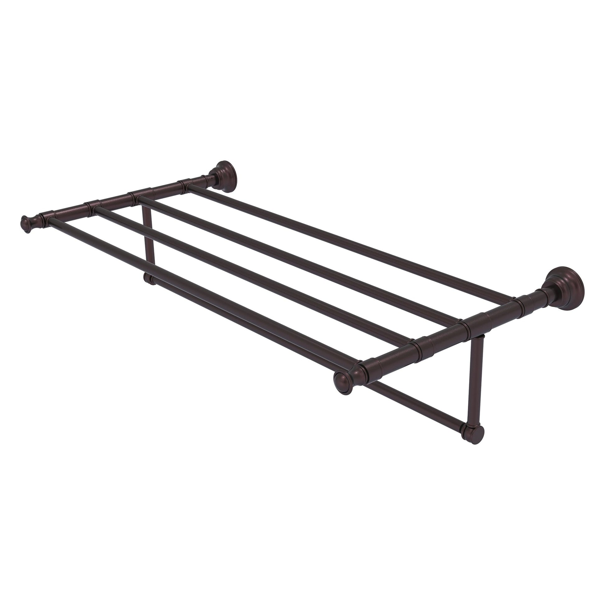 Allied Brass Carolina 38" x 13.7" Antique Bronze Solid Brass Towel Shelf With Integrated Towel Bar