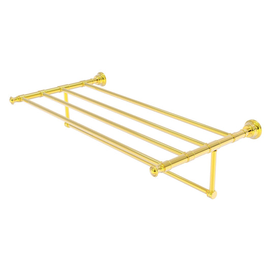 Allied Brass Carolina 38" x 13.7" Polished Brass Solid Brass Towel Shelf With Integrated Towel Bar