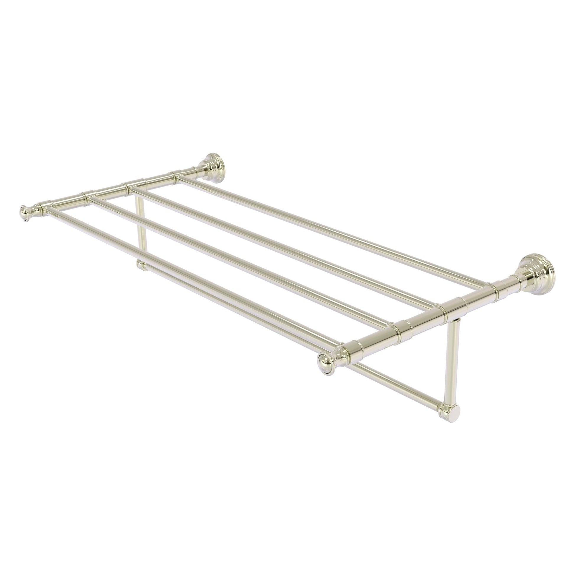 Allied Brass Carolina 38" x 13.7" Polished Nickel Solid Brass Towel Shelf With Integrated Towel Bar