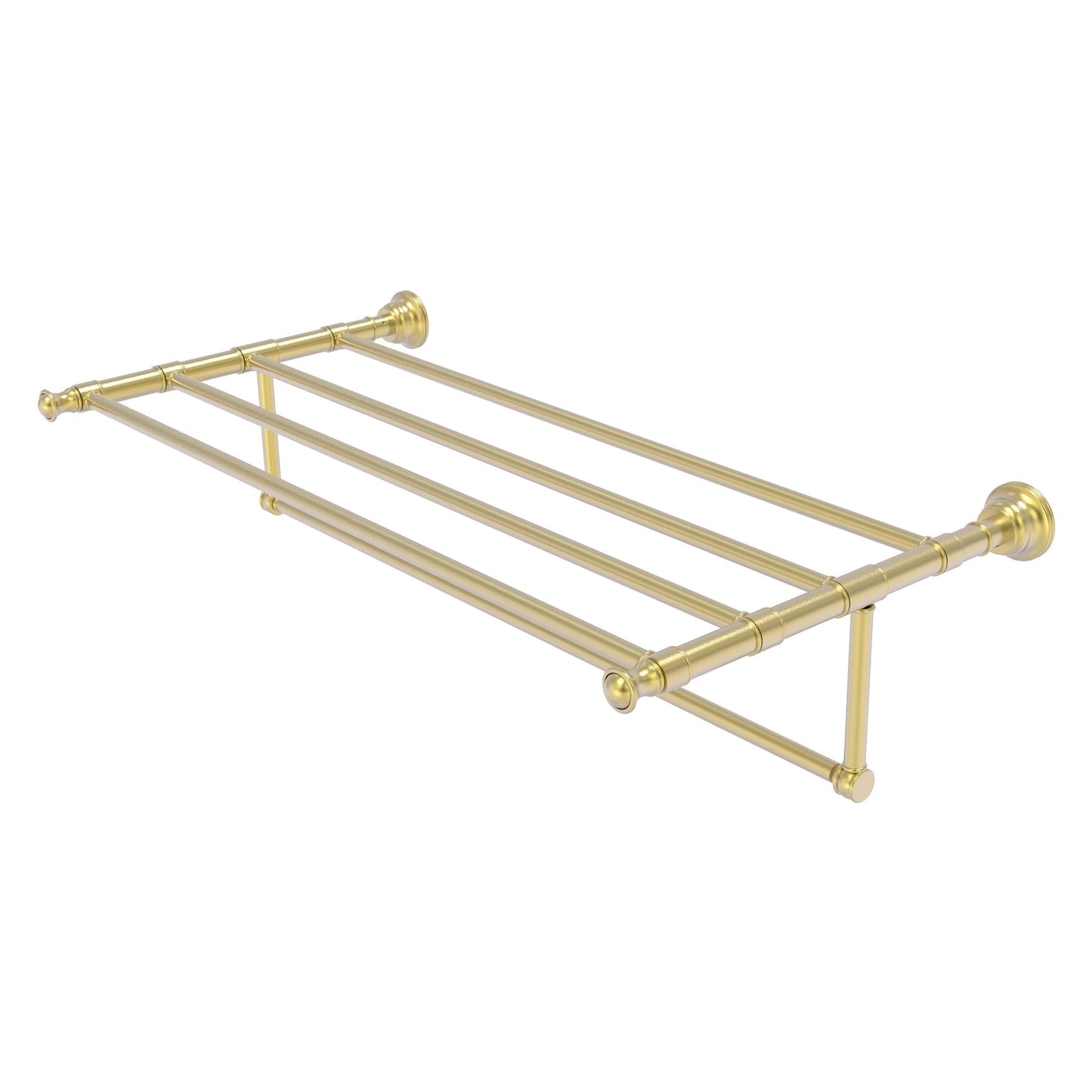 Allied Brass Carolina 38" x 13.7" Satin Brass Solid Brass Towel Shelf With Integrated Towel Bar