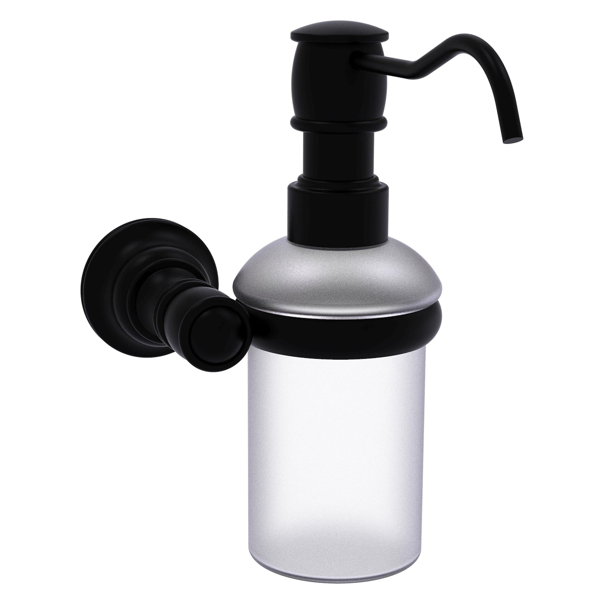 Allied Brass Carolina 4.3" x 7" Matte Black Solid Brass Wall-Mounted Soap Dispenser