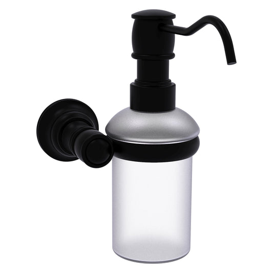 Allied Brass Carolina 4.3" x 7" Matte Black Solid Brass Wall-Mounted Soap Dispenser