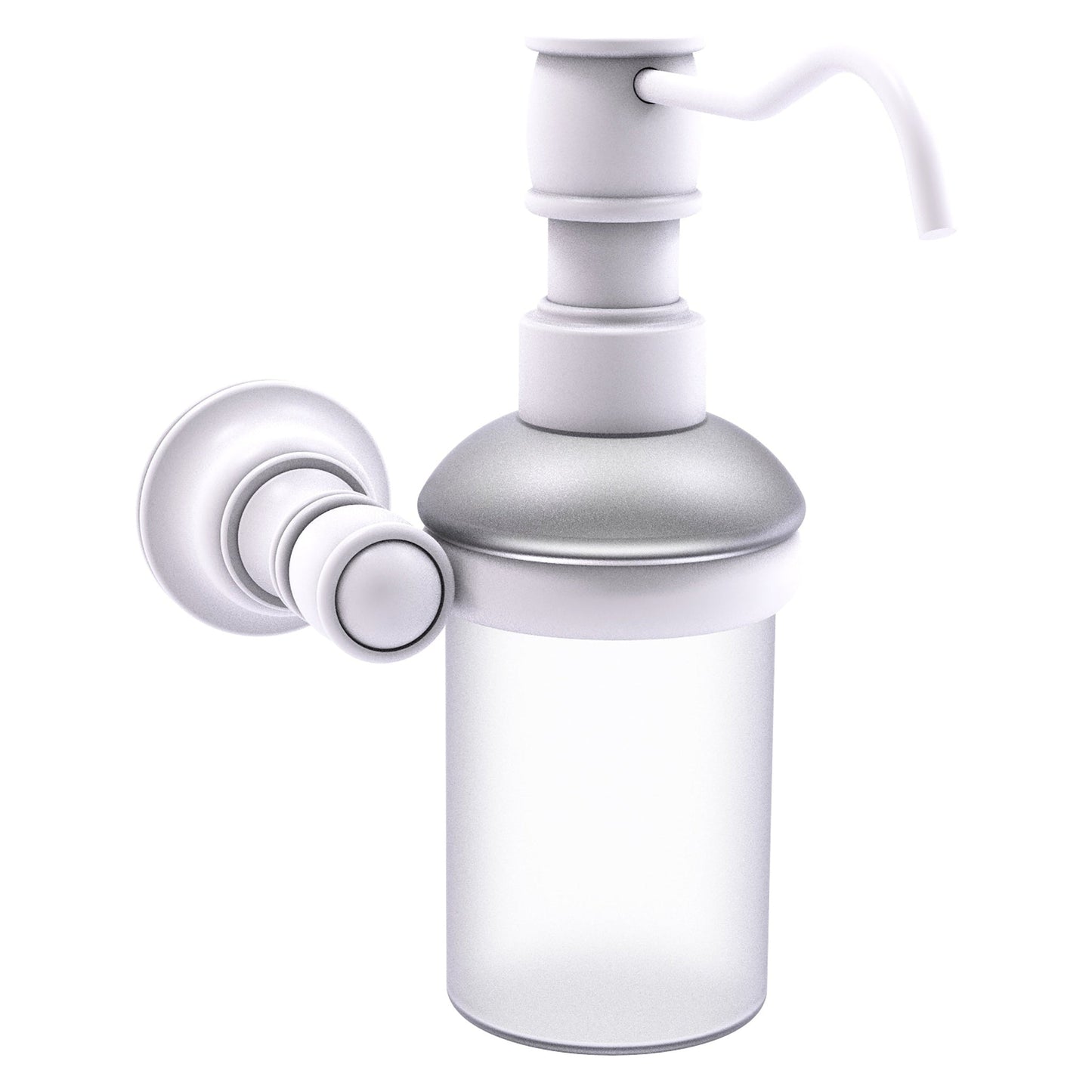 Allied Brass Carolina 4.3" x 7" Matte White Solid Brass Wall-Mounted Soap Dispenser
