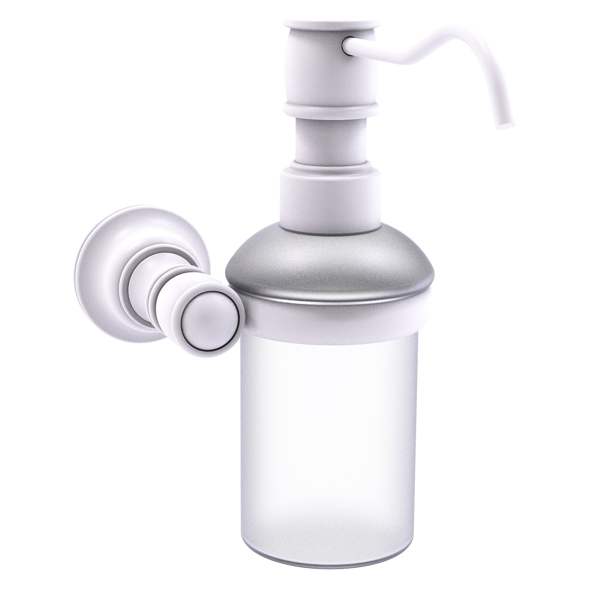Allied Brass Carolina 4.3" x 7" Matte White Solid Brass Wall-Mounted Soap Dispenser