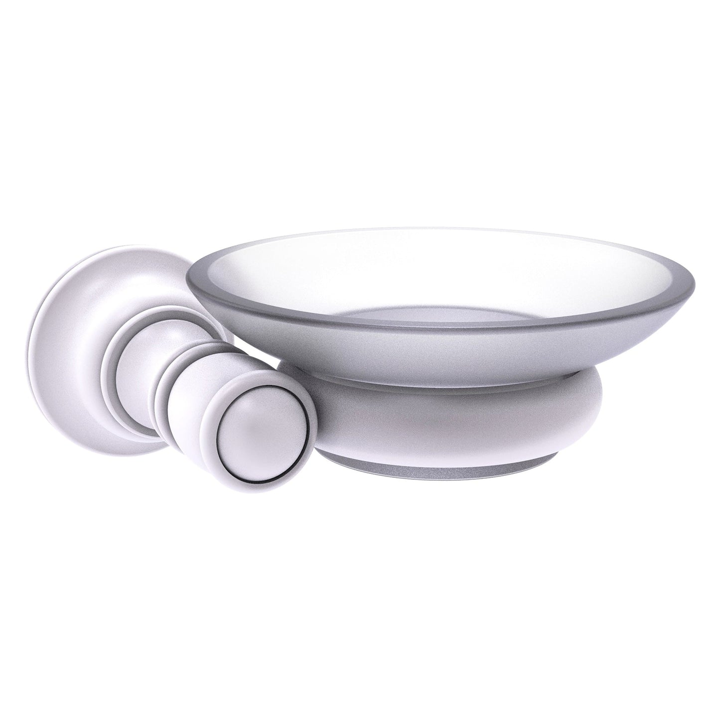 Allied Brass Carolina 5" x 4.6" Matte White Solid Brass Wall-Mounted Soap Dish