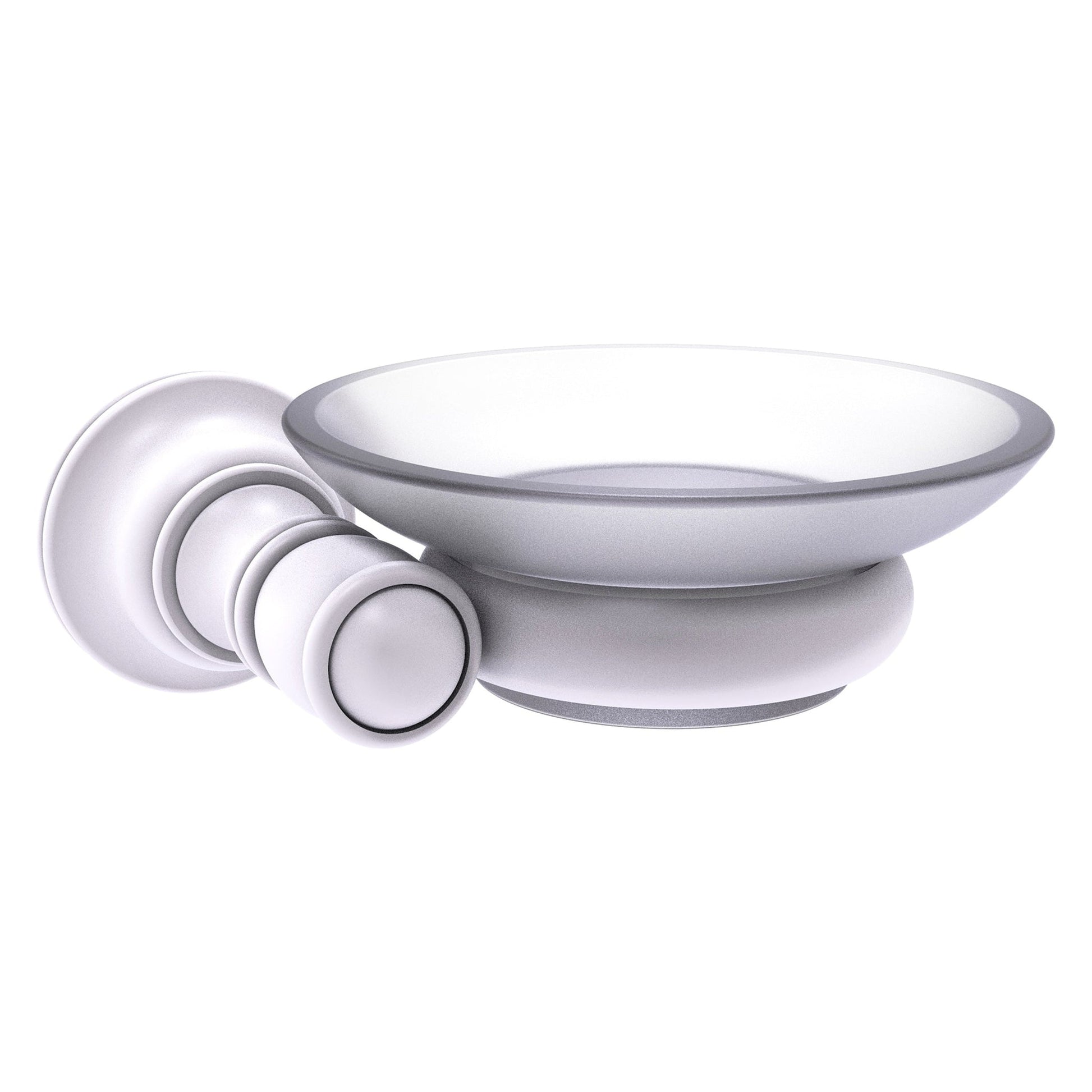 Allied Brass Carolina 5" x 4.6" Matte White Solid Brass Wall-Mounted Soap Dish