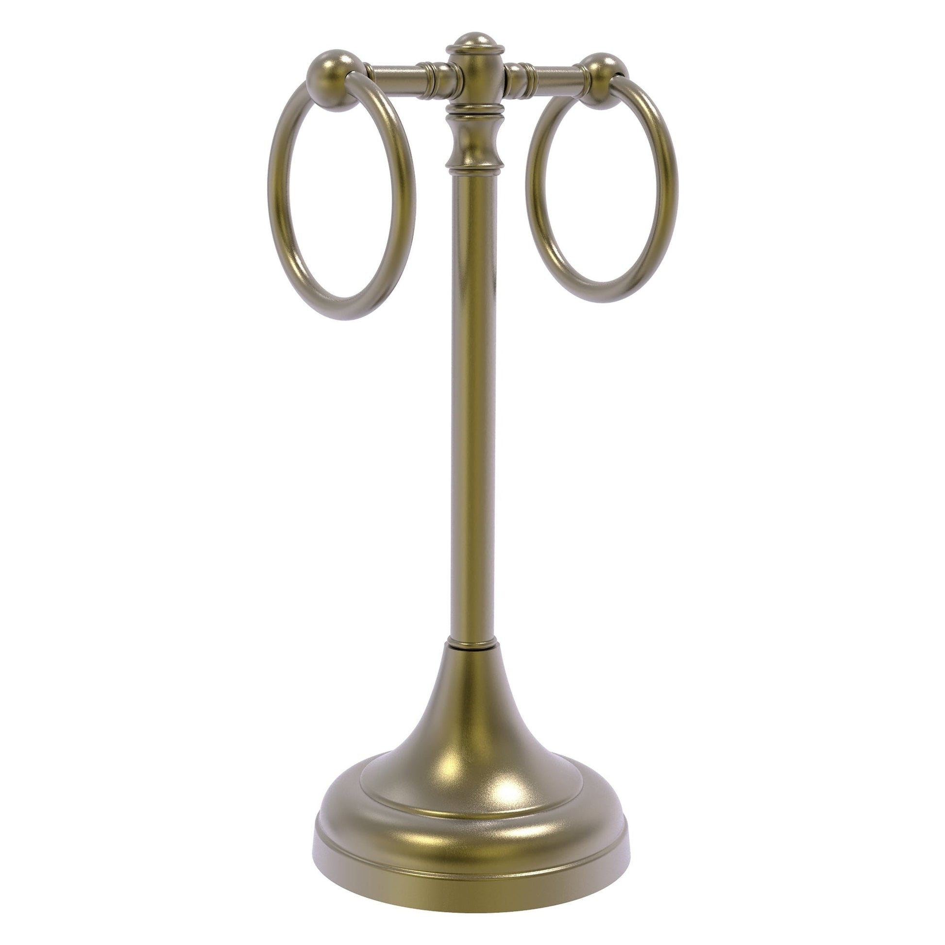 Allied Brass Carolina 5.5" x 5.5" Antique Brass Solid Brass 2-Ring Guest Towel Stand