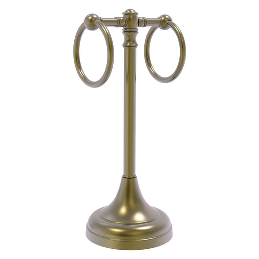 Allied Brass Carolina 5.5" x 5.5" Antique Brass Solid Brass 2-Ring Guest Towel Stand