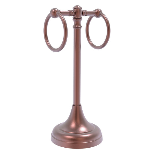 Allied Brass Carolina 5.5" x 5.5" Antique Copper Solid Brass 2-Ring Guest Towel Stand