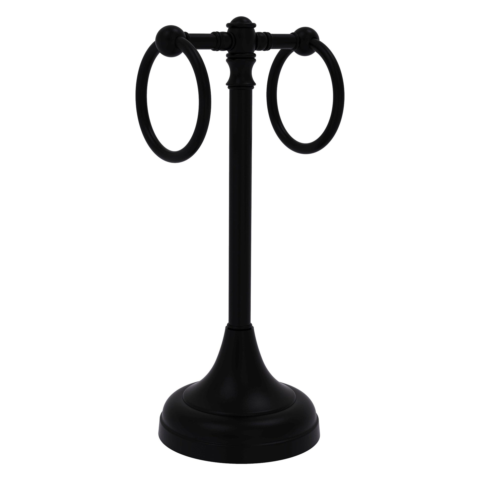 Allied Brass Carolina 5.5" x 5.5" Matte Black Solid Brass 2-Ring Guest Towel Stand
