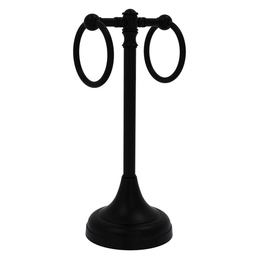 Allied Brass Carolina 5.5" x 5.5" Matte Black Solid Brass 2-Ring Guest Towel Stand