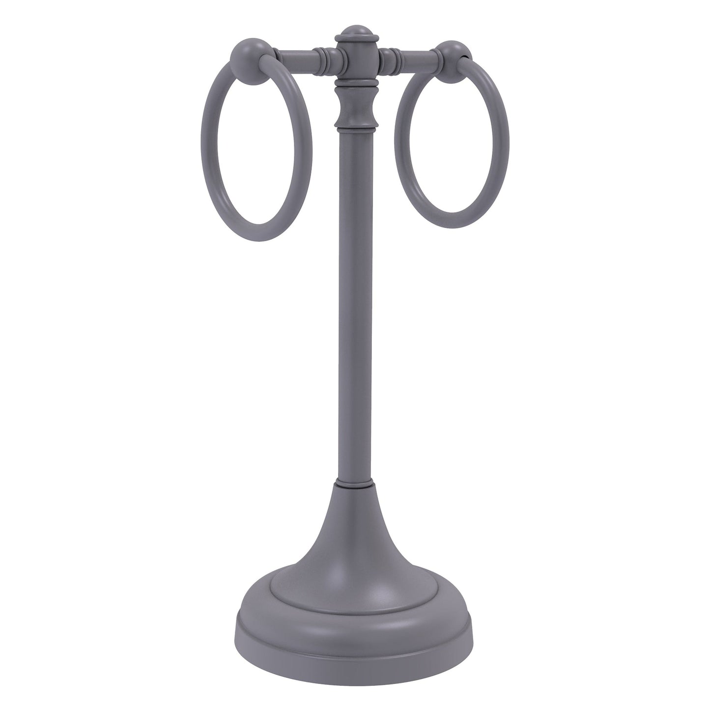 Allied Brass Carolina 5.5" x 5.5" Matte Gray Solid Brass 2-Ring Guest Towel Stand