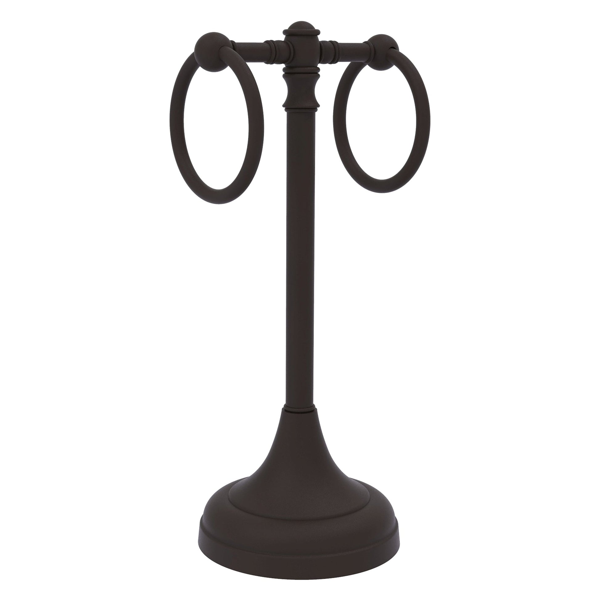 Allied Brass Carolina 5.5" x 5.5" Oil Rubbed Bronze Solid Brass 2-Ring Guest Towel Stand