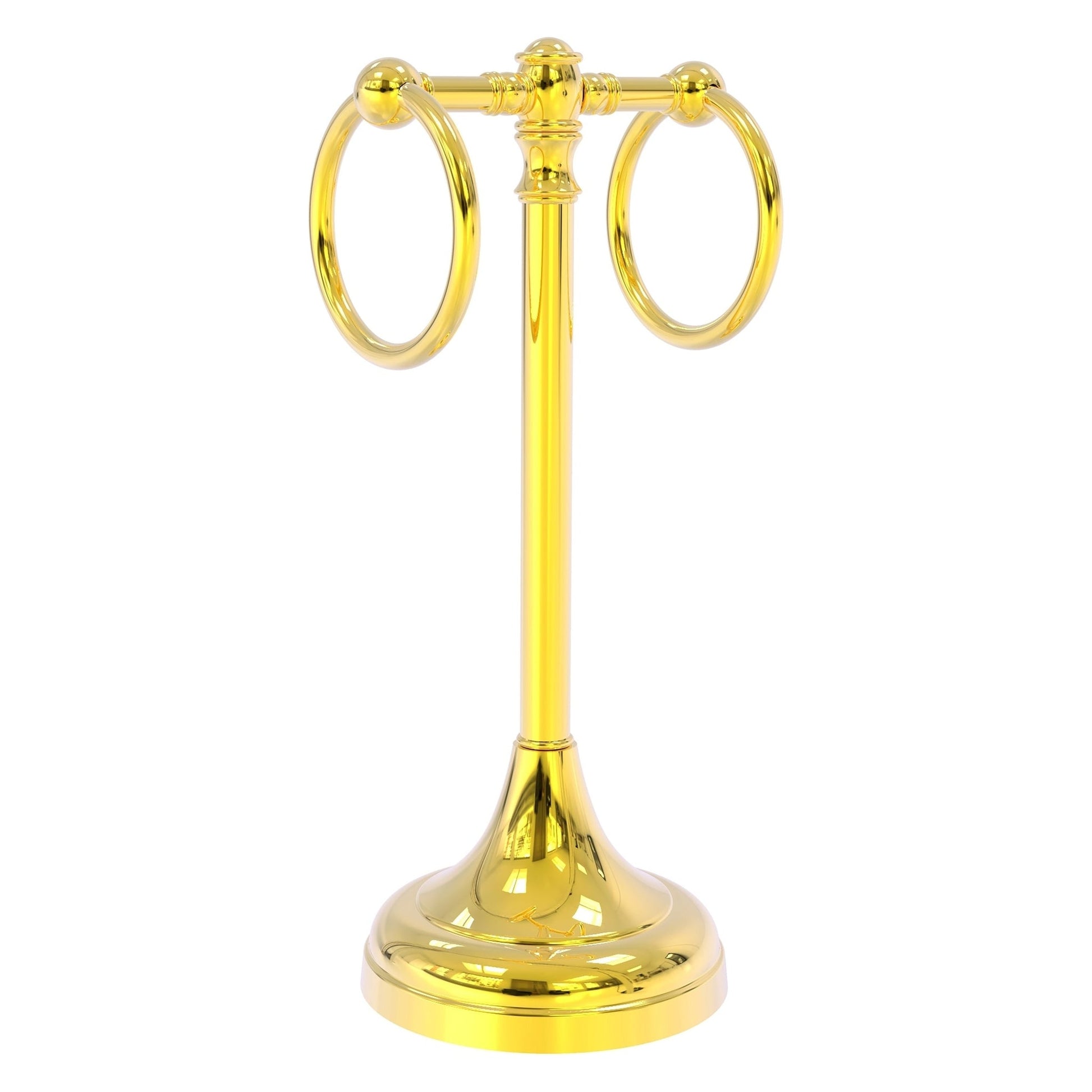 Allied Brass Carolina 5.5" x 5.5" Polished Brass Solid Brass 2-Ring Guest Towel Stand