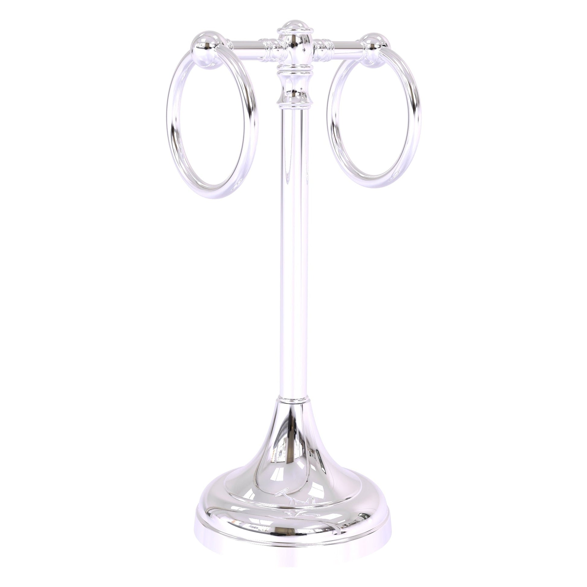 Allied Brass Carolina 5.5" x 5.5" Polished Chrome Solid Brass 2-Ring Guest Towel Stand