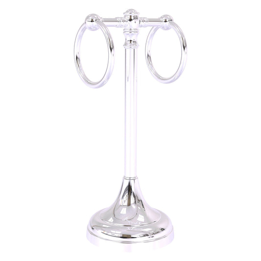 Allied Brass Carolina 5.5" x 5.5" Polished Chrome Solid Brass 2-Ring Guest Towel Stand