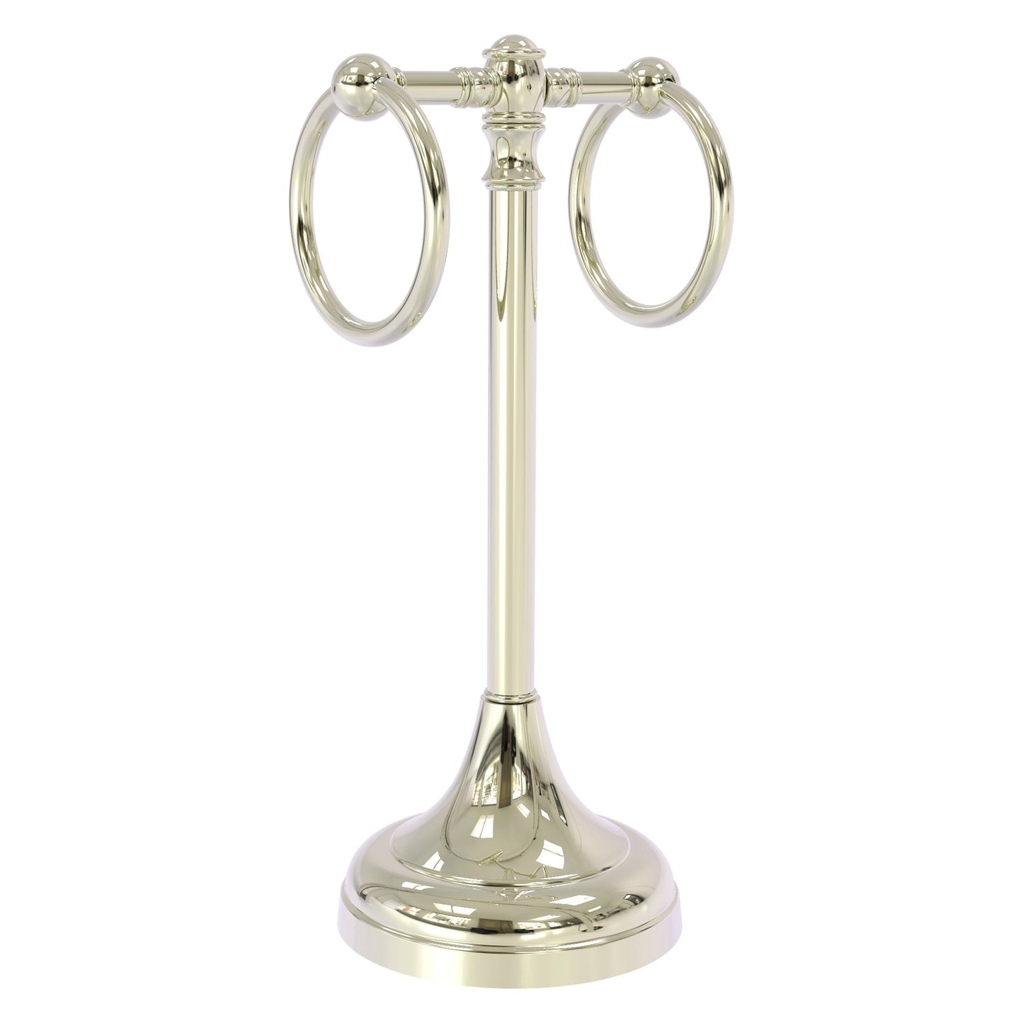 Allied Brass Carolina 5.5" x 5.5" Polished Nickel Solid Brass 2-Ring Guest Towel Stand