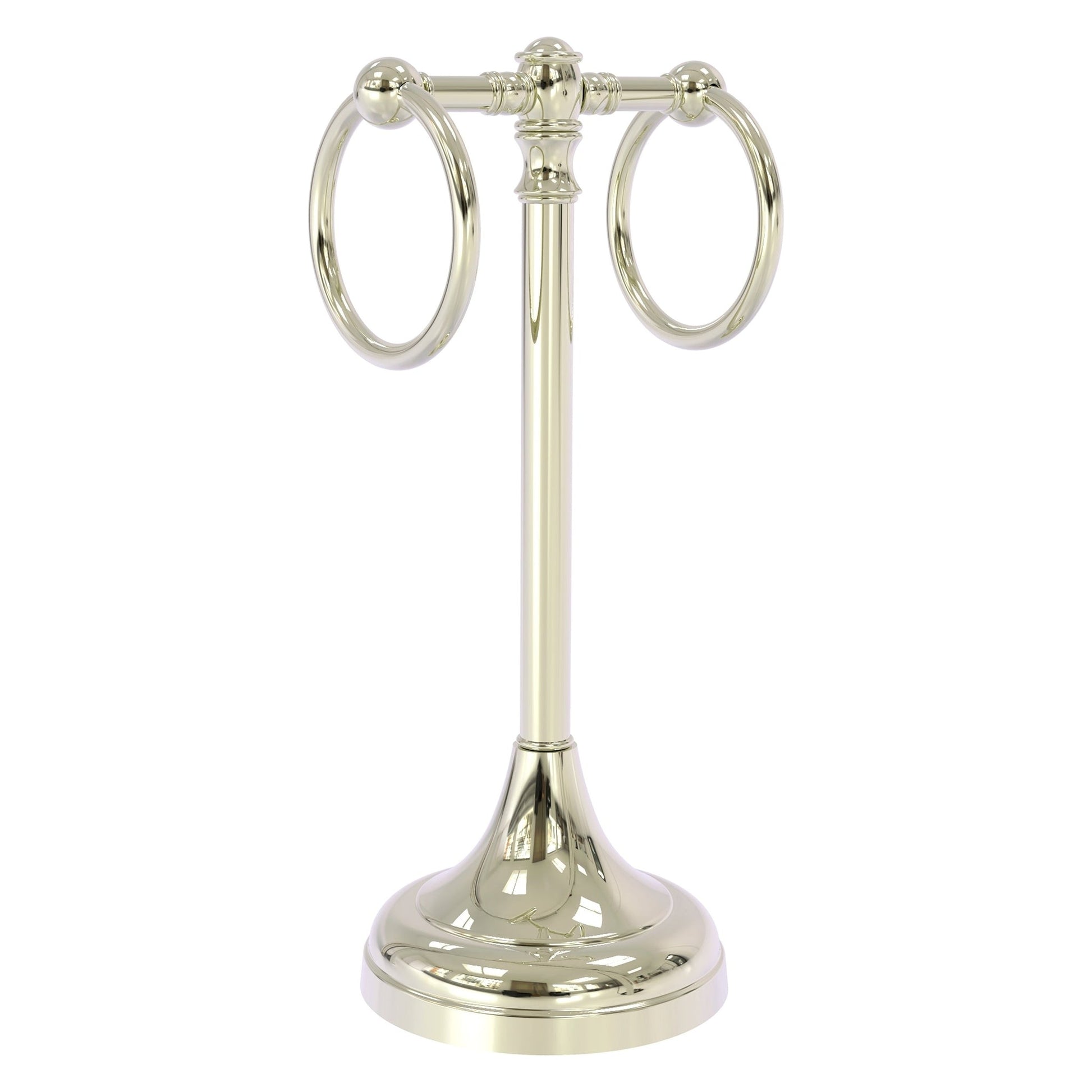 Allied Brass Carolina 5.5" x 5.5" Polished Nickel Solid Brass 2-Ring Guest Towel Stand