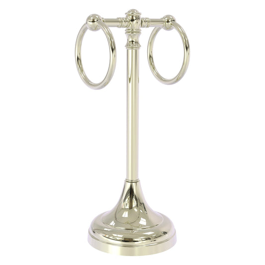 Allied Brass Carolina 5.5" x 5.5" Polished Nickel Solid Brass 2-Ring Guest Towel Stand