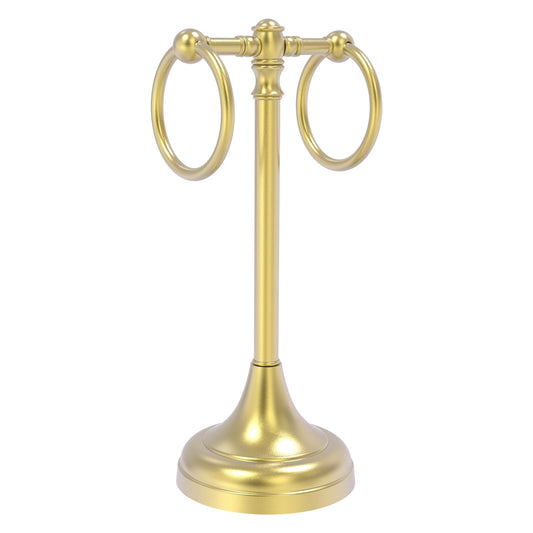Allied Brass Carolina 5.5" x 5.5" Satin Brass Solid Brass 2-Ring Guest Towel Stand