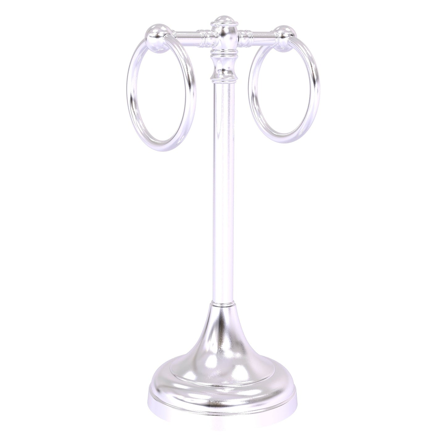 Allied Brass Carolina 5.5" x 5.5" Satin Chrome Solid Brass 2-Ring Guest Towel Stand
