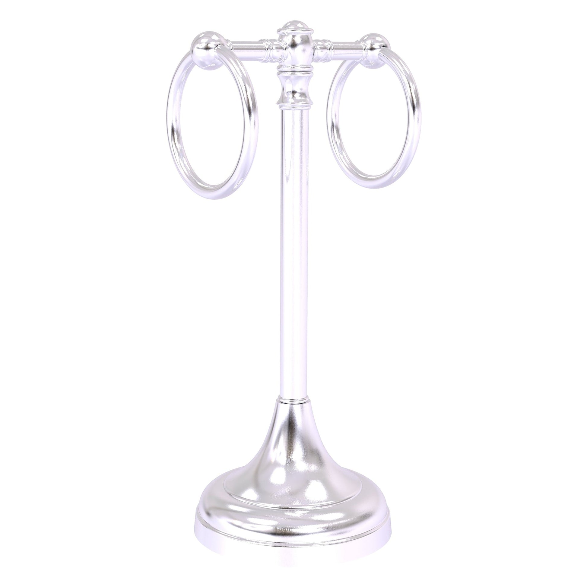 Allied Brass Carolina 5.5" x 5.5" Satin Chrome Solid Brass 2-Ring Guest Towel Stand