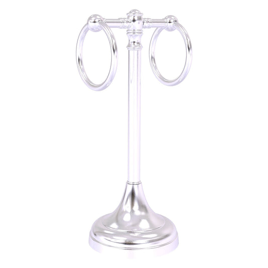Allied Brass Carolina 5.5" x 5.5" Satin Chrome Solid Brass 2-Ring Guest Towel Stand