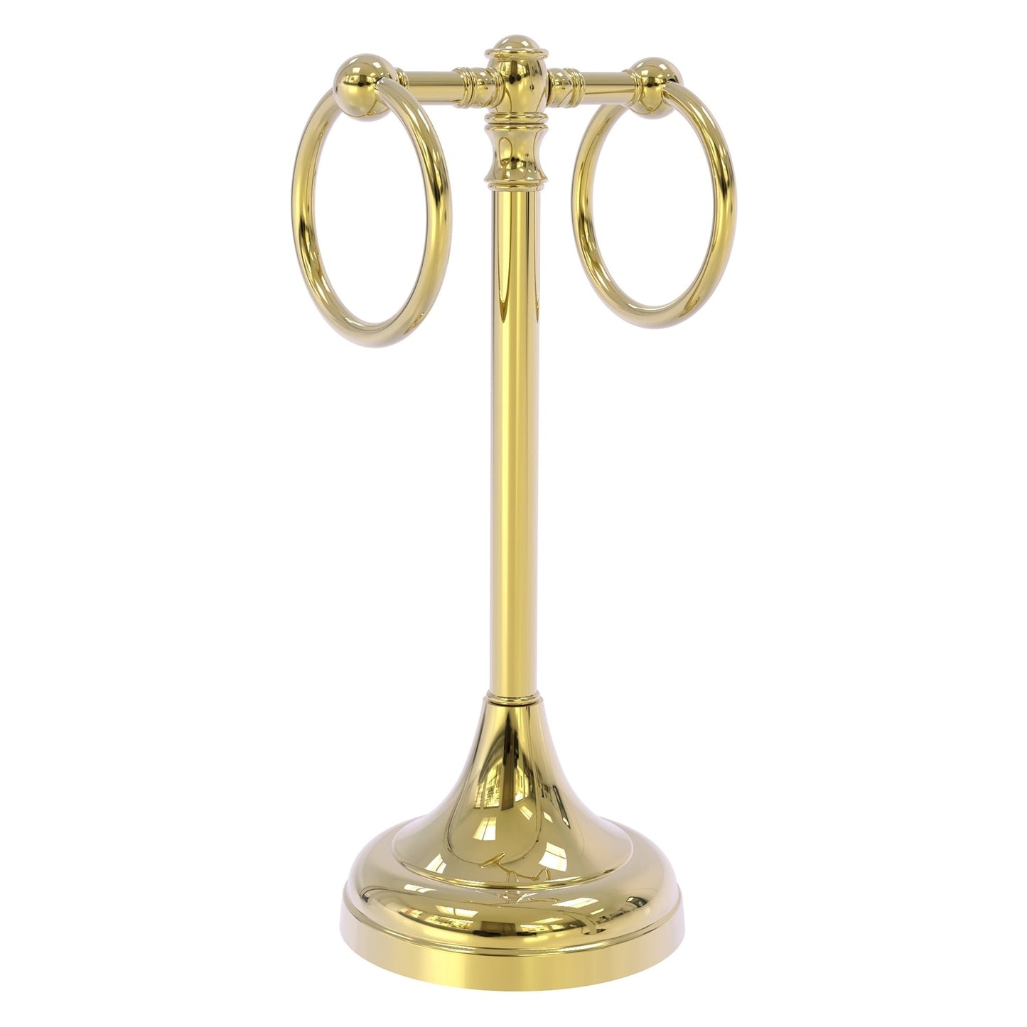 Allied Brass Carolina 5.5" x 5.5" Unlacquered Brass Solid Brass 2-Ring Guest Towel Stand
