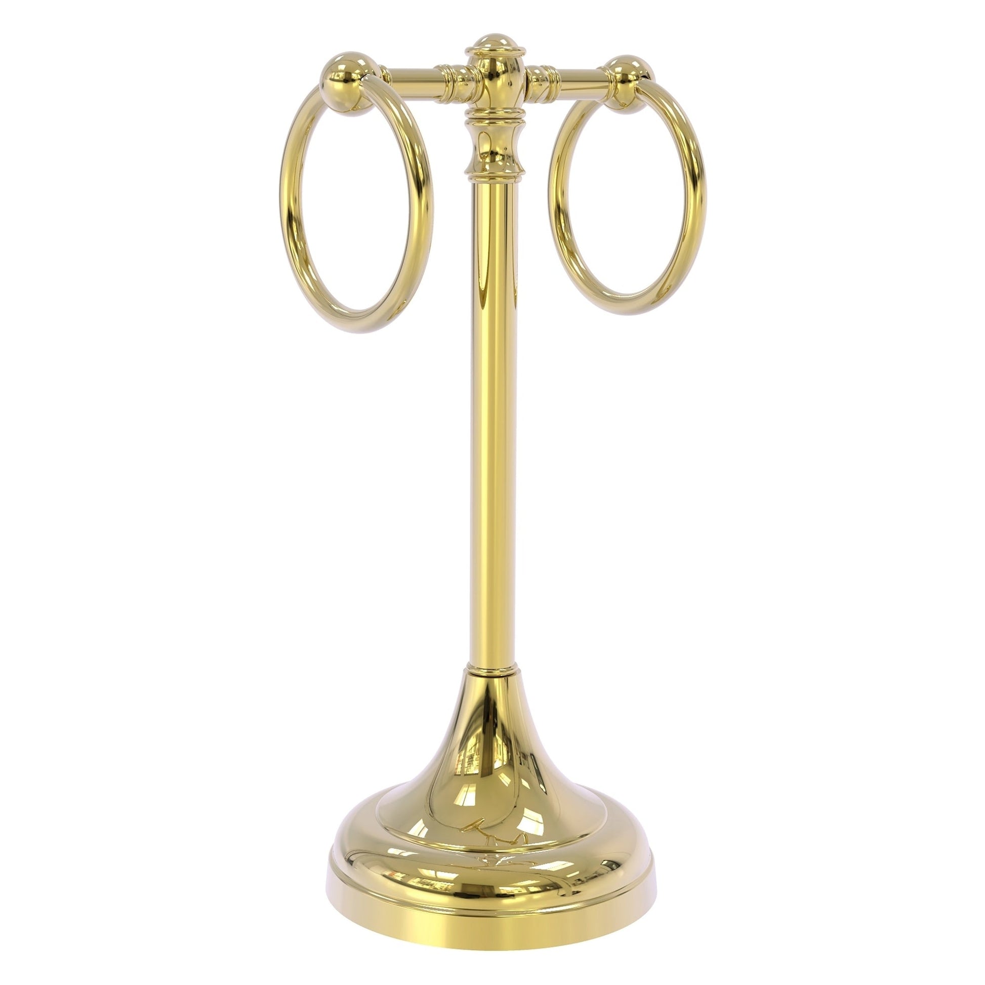 Allied Brass Carolina 5.5" x 5.5" Unlacquered Brass Solid Brass 2-Ring Guest Towel Stand
