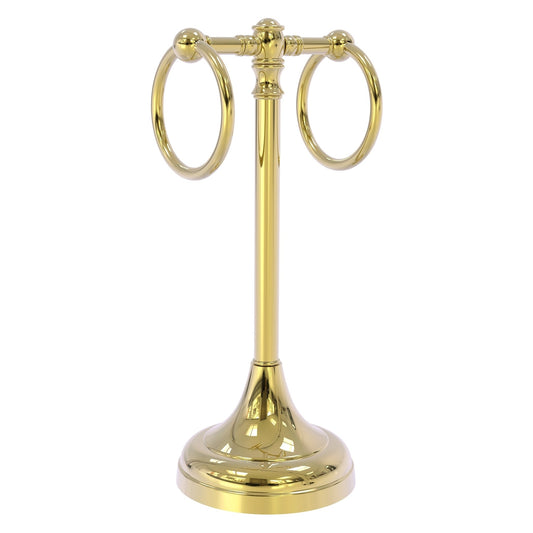 Allied Brass Carolina 5.5" x 5.5" Unlacquered Brass Solid Brass 2-Ring Guest Towel Stand