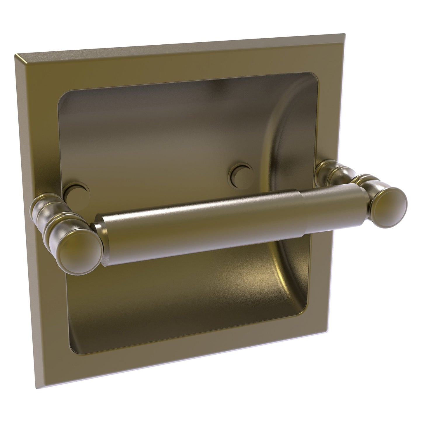 Allied Brass Carolina 6.125" x 4" Antique Brass Solid Brass Recessed Toilet Paper Holder