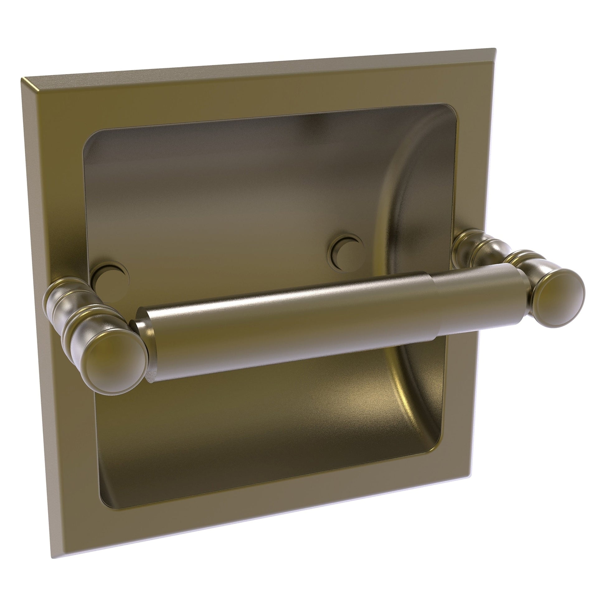 Allied Brass Carolina 6.125" x 4" Antique Brass Solid Brass Recessed Toilet Paper Holder