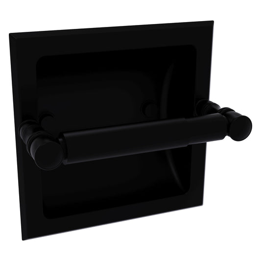 Allied Brass Carolina 6.125" x 4" Matte Black Solid Brass Recessed Toilet Paper Holder