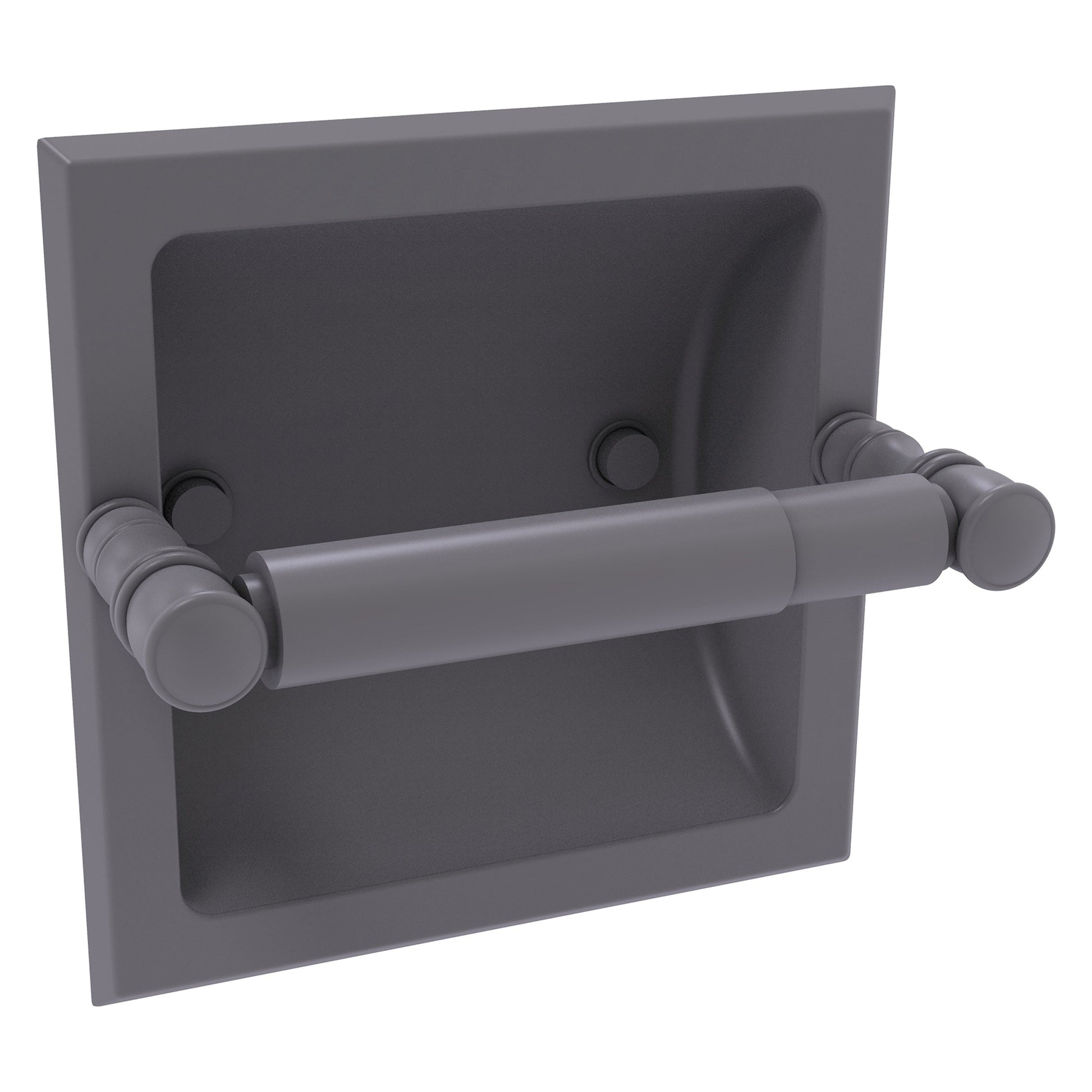 Allied Brass Carolina 6.125" x 4" Matte Gray Solid Brass Recessed Toilet Paper Holder