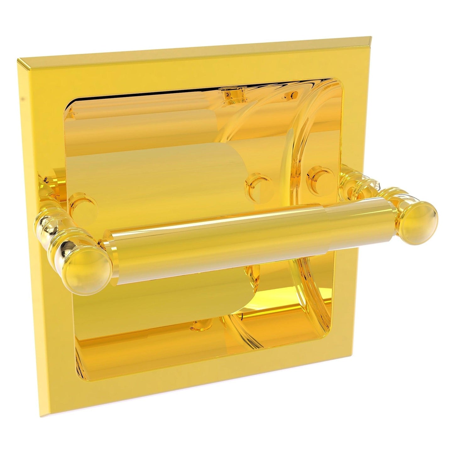 Allied Brass Carolina 6.125" x 4" Polished Brass Solid Brass Recessed Toilet Paper Holder