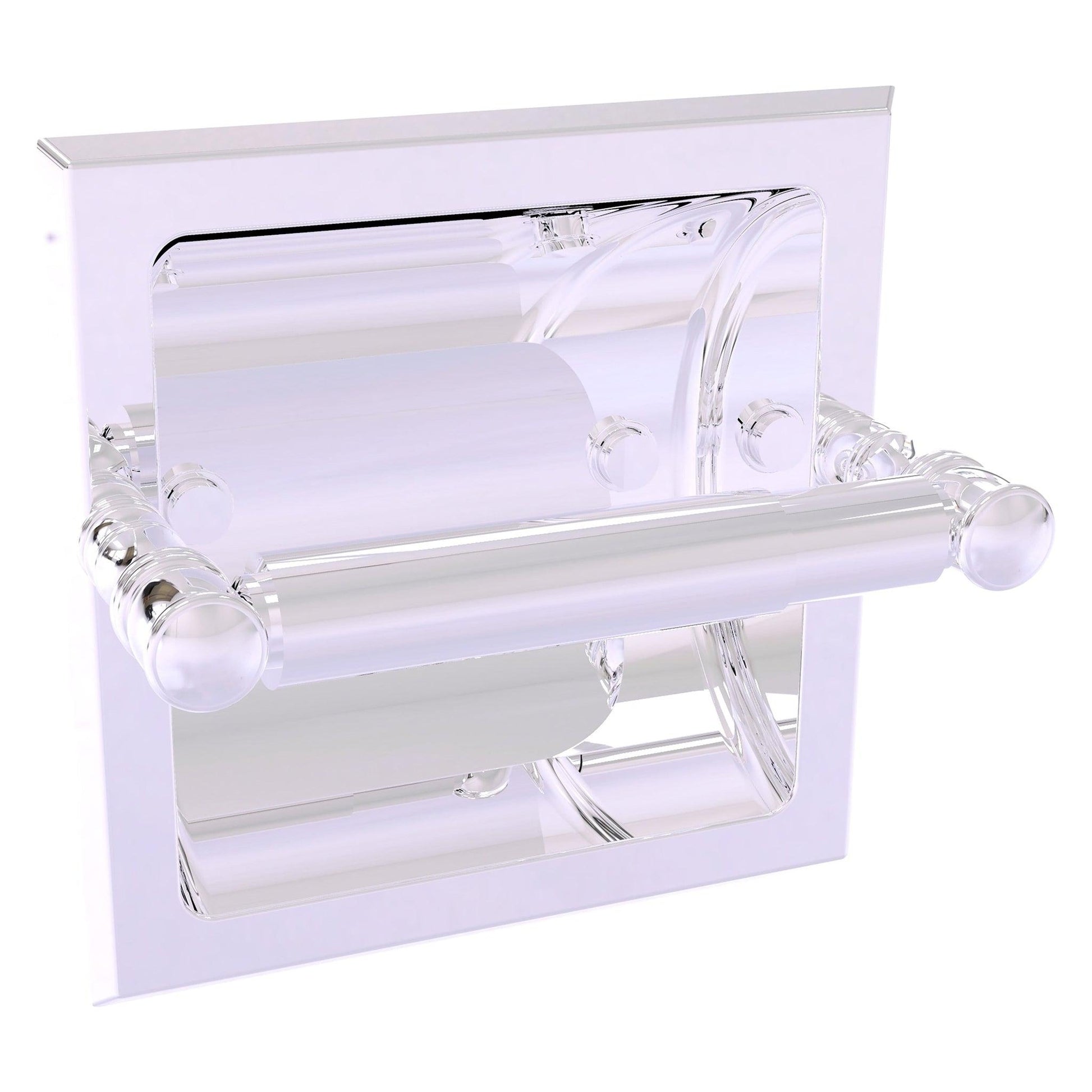 Allied Brass Carolina 6.125" x 4" Polished Chrome Solid Brass Recessed Toilet Paper Holder
