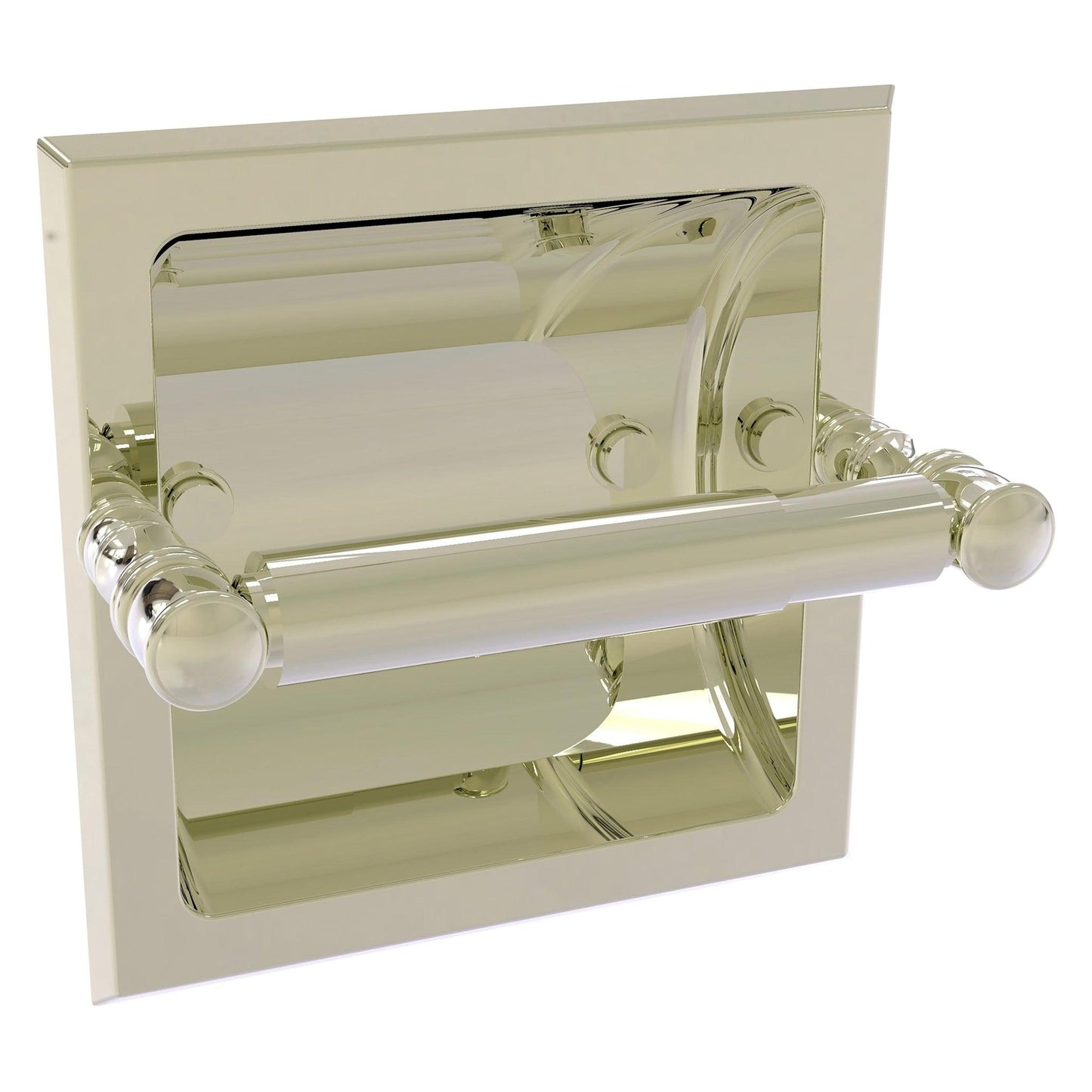 Allied Brass Carolina 6.125" x 4" Polished Nickel Solid Brass Recessed Toilet Paper Holder