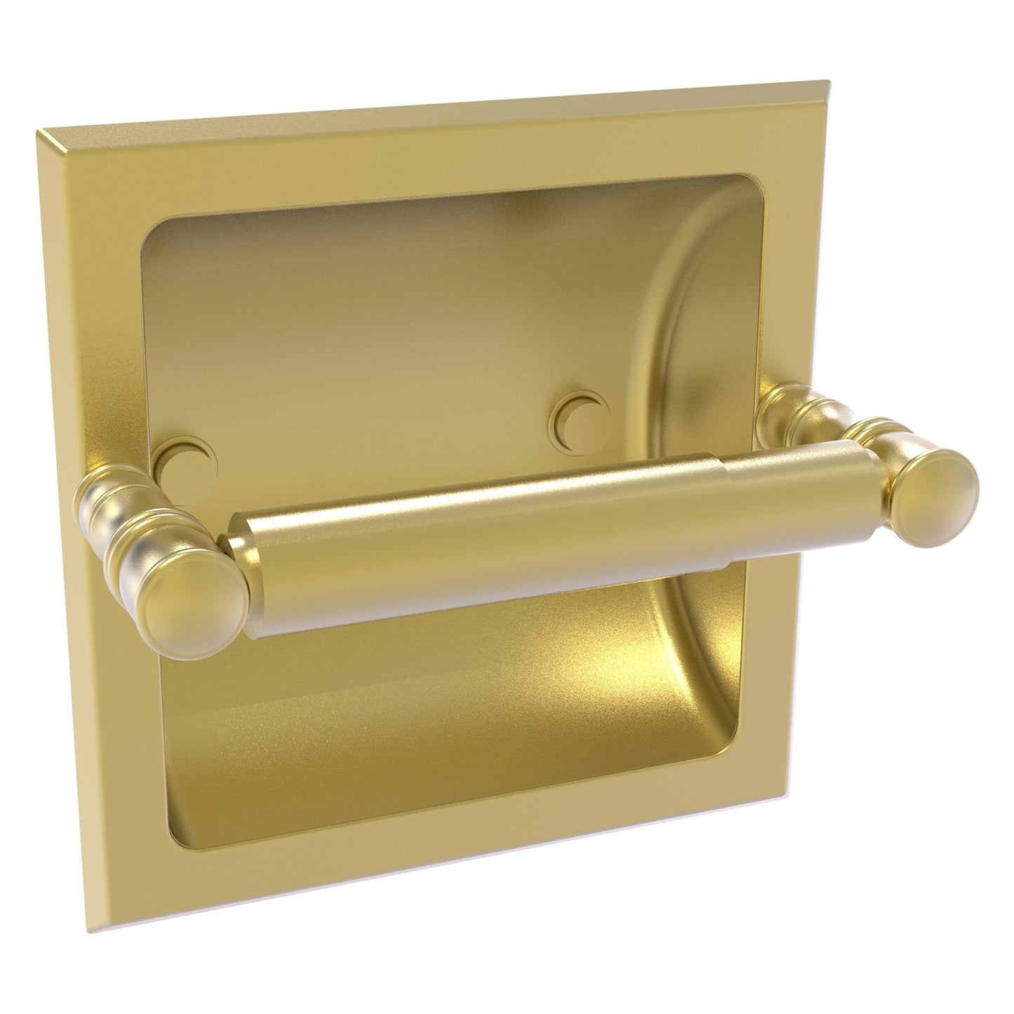 Allied Brass Carolina 6.125" x 4" Satin Brass Solid Brass Recessed Toilet Paper Holder