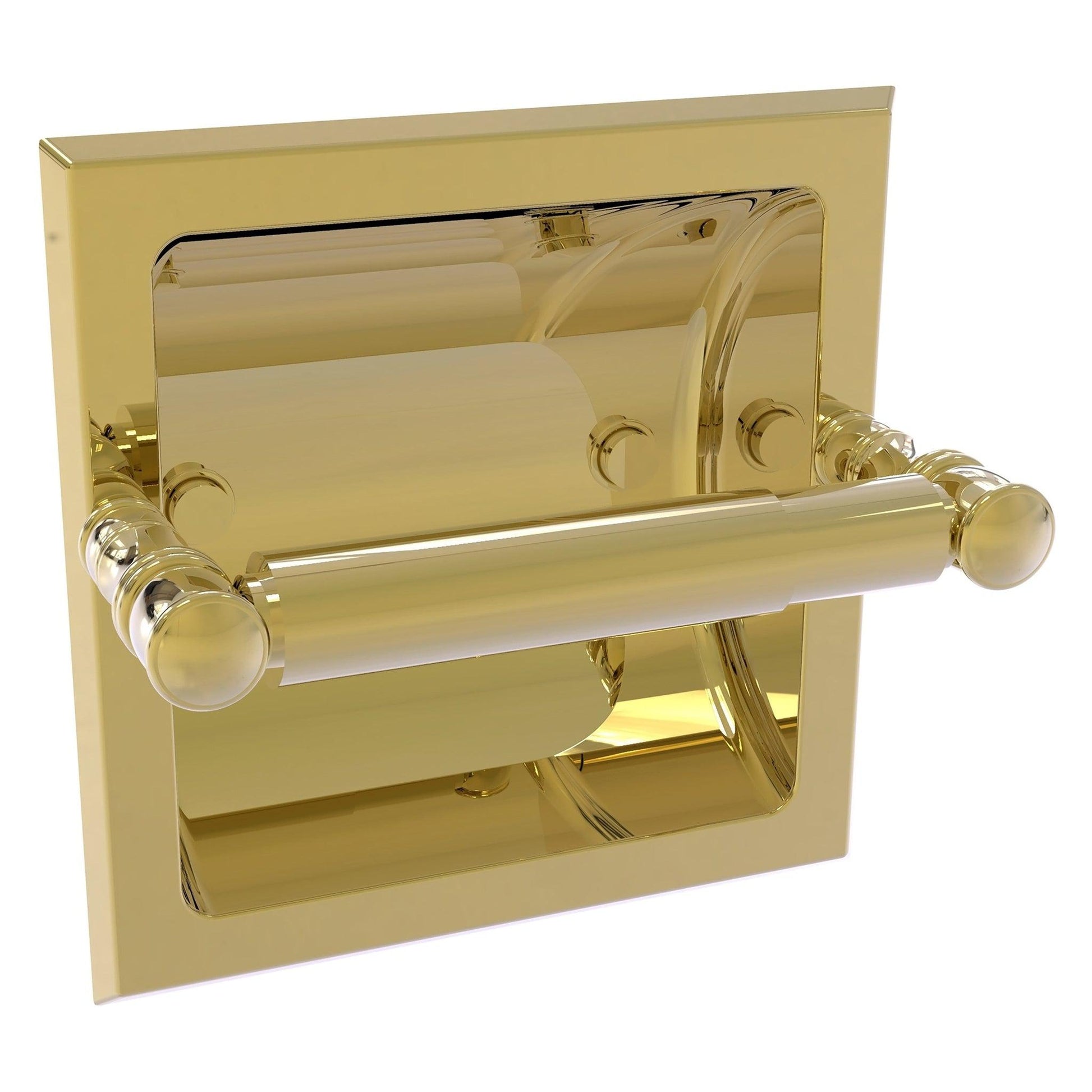 Allied Brass Carolina 6.125" x 4" Unlacquered Brass Solid Brass Recessed Toilet Paper Holder