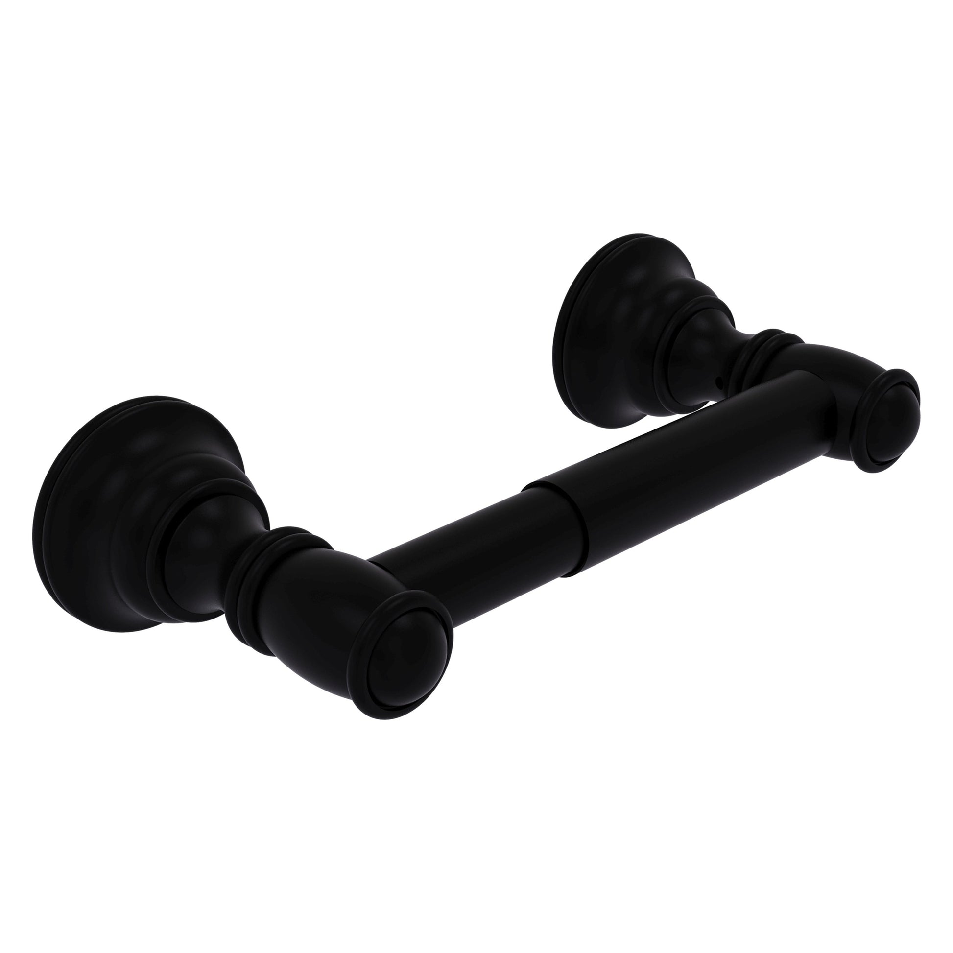 Allied Brass Carolina 8" x 3.3" Matte Black Solid Brass 2-Post Toilet Tissue Holder