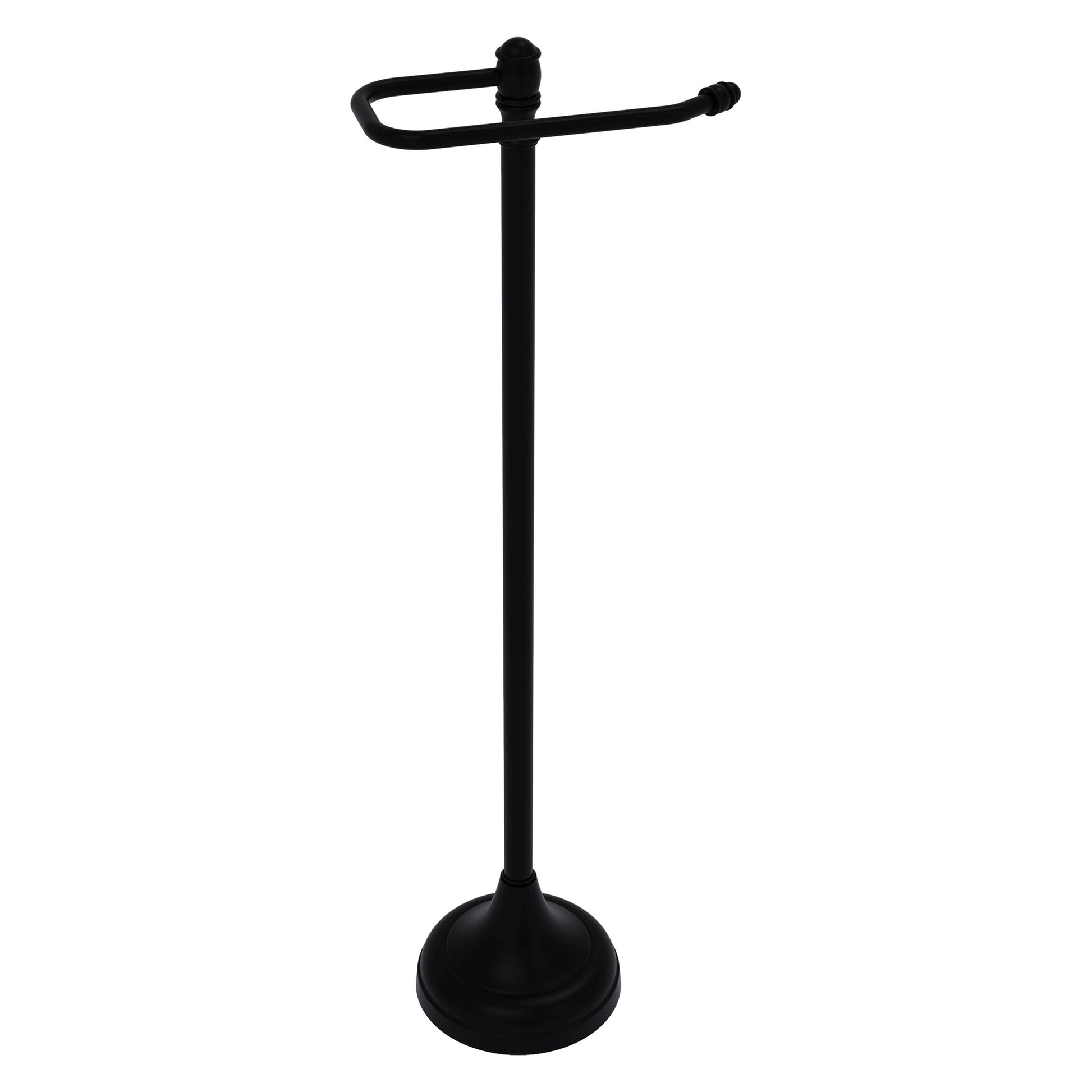 Allied Brass Carolina 8" x 6" Matte Black Solid Brass Freestanding Euro-Style Toilet Paper Holder